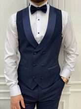 이미지를 갤러리 뷰어에 로드 , Connor Slim Fit Detachable Collar Navy Blue Dovetail Tuxedo
