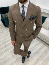 Load image into Gallery viewer, Vince Slim Fit Double Breasted Brown Suit
