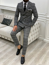 Laden Sie das Bild in den Galerie-Viewer, Luxe Slim Git Grey Double Breasted Suit
