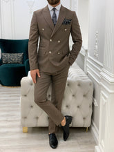 Charger l&#39;image dans la galerie, Vince Slim Fit Double Breasted Brown Suit
