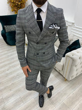 이미지를 갤러리 뷰어에 로드 , Luxe Slim Git Grey Double Breasted Suit

