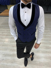 Load image into Gallery viewer, Harrison Navy Velvet Collared Tuxedo
