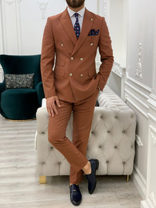 Vince Slim Fit Double Breasted Tile Suit