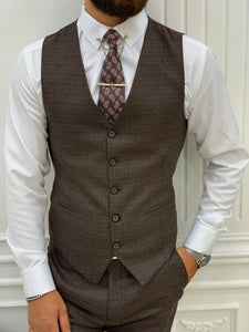 Morrision Slim Fit Coffee Vested Suit