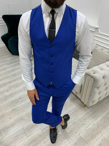 Monroe Slim Fit Sax Blue Stripe Suit