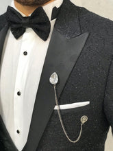 Load image into Gallery viewer, Noah Silvery Black Vested Tuxedo (Wedding Edition)
