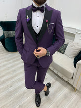 画像をギャラリービューアに読み込む, Connor Slim Fit Detachable Collar Dovertail Purple Tuxedo
