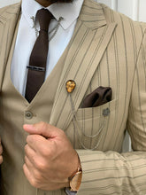 Charger l&#39;image dans la galerie, Monroe Slim Fit Cream Stripe Suit

