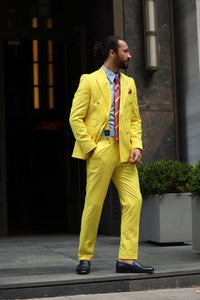 Madison Slim Fit Yellow Suit