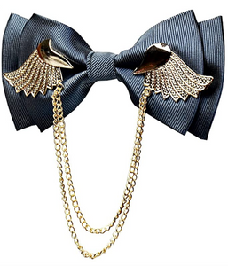 Men's Adjustable Metal Golden Wings Two Layer Neck Bowtie Bow Tie