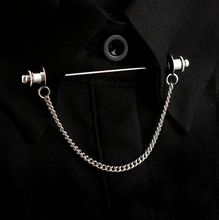 이미지를 갤러리 뷰어에 로드 , Retro Shirt Collar Pin Chain
