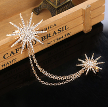 Load image into Gallery viewer, Snowflake Star Chain  Rhinestones Chain Brooch
