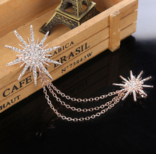 Load image into Gallery viewer, Snowflake Star Chain  Rhinestones Chain Brooch
