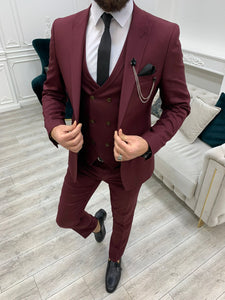 Trent Slim Fit Bordo Suit
