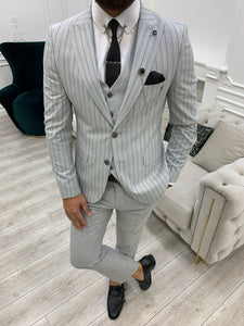 Monroe Slim Fit Light Grey Stripe Suit