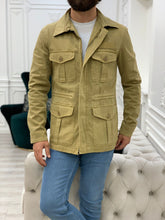 Load image into Gallery viewer, Barnes Slim Fit Mustard Denim Jacket
