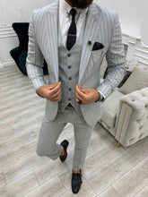 画像をギャラリービューアに読み込む, Monroe Slim Fit Light Grey Stripe Suit
