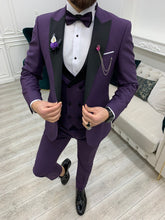 Charger l&#39;image dans la galerie, Connor Slim Fit Detachable Collar Dovertail Purple Tuxedo
