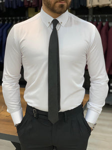 Lance White with Needle Collar and Cuffs Shirt