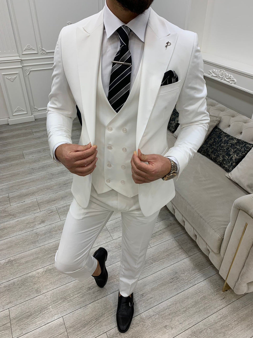 Dale Slim Fit White Suit