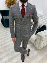 Load image into Gallery viewer, Luxe Slim Fit Double Breasted Plaid Pink Suit
