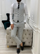 画像をギャラリービューアに読み込む, Monroe Slim Fit Light Grey Stripe Suit
