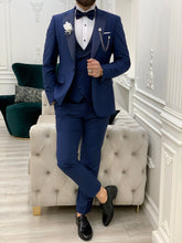 Load image into Gallery viewer, Connor Slim Fit Detachable Indigo Groom Tuxedo
