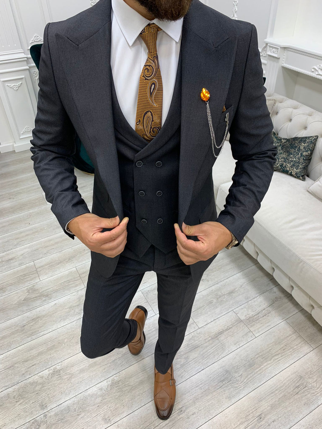 Chase Slim Fit Smoked Suit