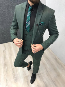 Ferrar Green Grid Slim Fit Suit
