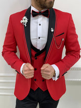 이미지를 갤러리 뷰어에 로드 , Brooks Slim Fit Groom Collection (Red Lining Tuxedo)
