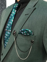 이미지를 갤러리 뷰어에 로드 , Ferrar Green Grid Slim Fit Suit
