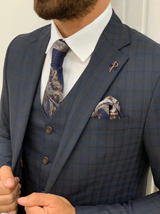 Phil Slim Fit Plaid Navy Suit