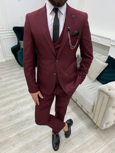 Trent Slim Fit Bordo Suit