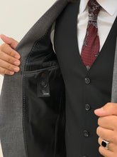 이미지를 갤러리 뷰어에 로드 , Phil Slim Fit Grey Black Combination Suit

