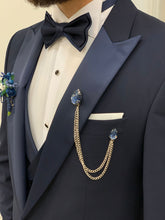 이미지를 갤러리 뷰어에 로드 , Connor Slim Fit Detachable Collar Navy Blue Dovetail Tuxedo
