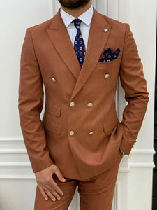 Vince Slim Fit Double Breasted Tile Suit