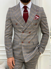 Load image into Gallery viewer, Luxe Slim Fit Double Breasted Plaid Orange Suit
