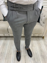 Load image into Gallery viewer, Harringate Slim Fit Double Buckled Gray Pants
