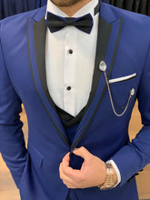Load image into Gallery viewer, Harrison Sax Blue Pointed Collared Tuxedo
