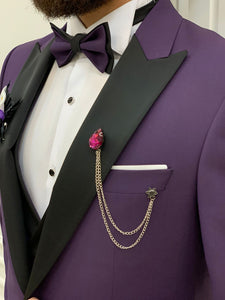 Connor Slim Fit Detachable Collar Dovertail Purple Tuxedo