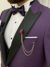 Load image into Gallery viewer, Connor Slim Fit Detachable Collar Dovertail Purple Tuxedo
