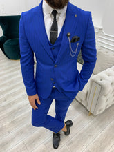 Load image into Gallery viewer, Monroe Slim Fit Sax Blue Stripe Suit
