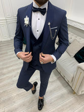 Charger l&#39;image dans la galerie, Carson Slim Fit Pull Out Collared Dobby Blue Tuxedo
