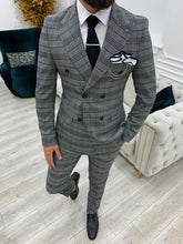 Load image into Gallery viewer, Luxe Slim Git Grey Double Breasted Suit
