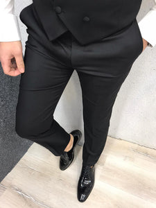 Genova Slim Fit Black with Dovetail Collar Tuxedo