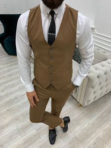 Monroe Slim Fit Brown Stripe Suit