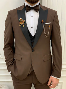 Connor Slim Fit Detachable Dovetail Brown Tuxedo