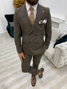 Luxe Slim Fit Dark Coffee Double Breasted Suit