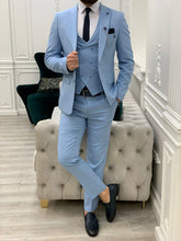 이미지를 갤러리 뷰어에 로드 , Trent Slim Fit Light Blue Suit
