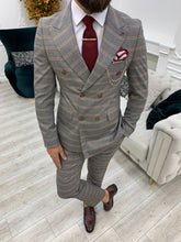 Charger l&#39;image dans la galerie, Luxe Slim Fit Double Breasted Plaid Orange Suit
